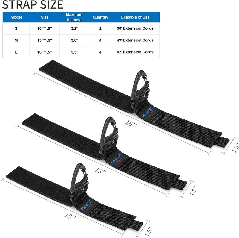 Trilancer Heavy Duty Storage Straps(10-Pack), Hook-and-Loop Cord Organizer and Hanger with Triangular Buckle to Hang on Walls for Cables, Wires, Rope, Hoses, Organization for Home, Garage or Workshop - Image 2
